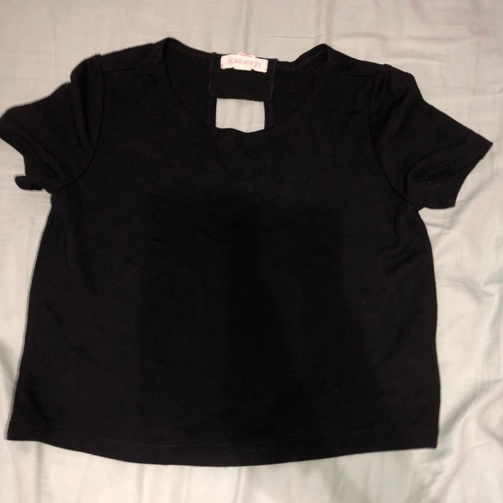 Black Crop Top With Openings at the Back